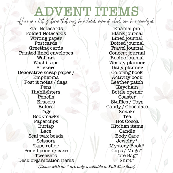 Stationery Advent Calendar, Personalized, 12 Days or 24 Days, Surprise Mystery Box, Grab Bag, Adults Kids Gift Set, PenPal, Junk Journal