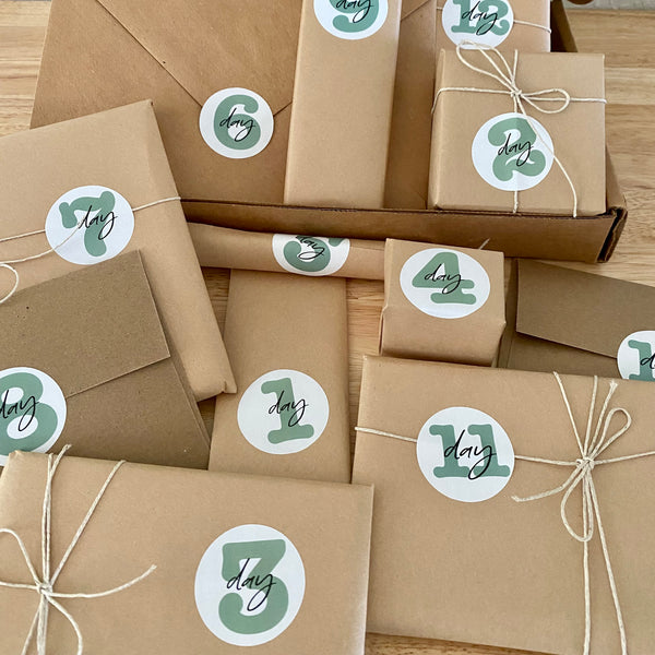 Stationery Advent Calendar, Personalized, 12 Days or 24 Days, Surprise Mystery Box, Grab Bag, Adults Kids Gift Set, PenPal, Junk Journal