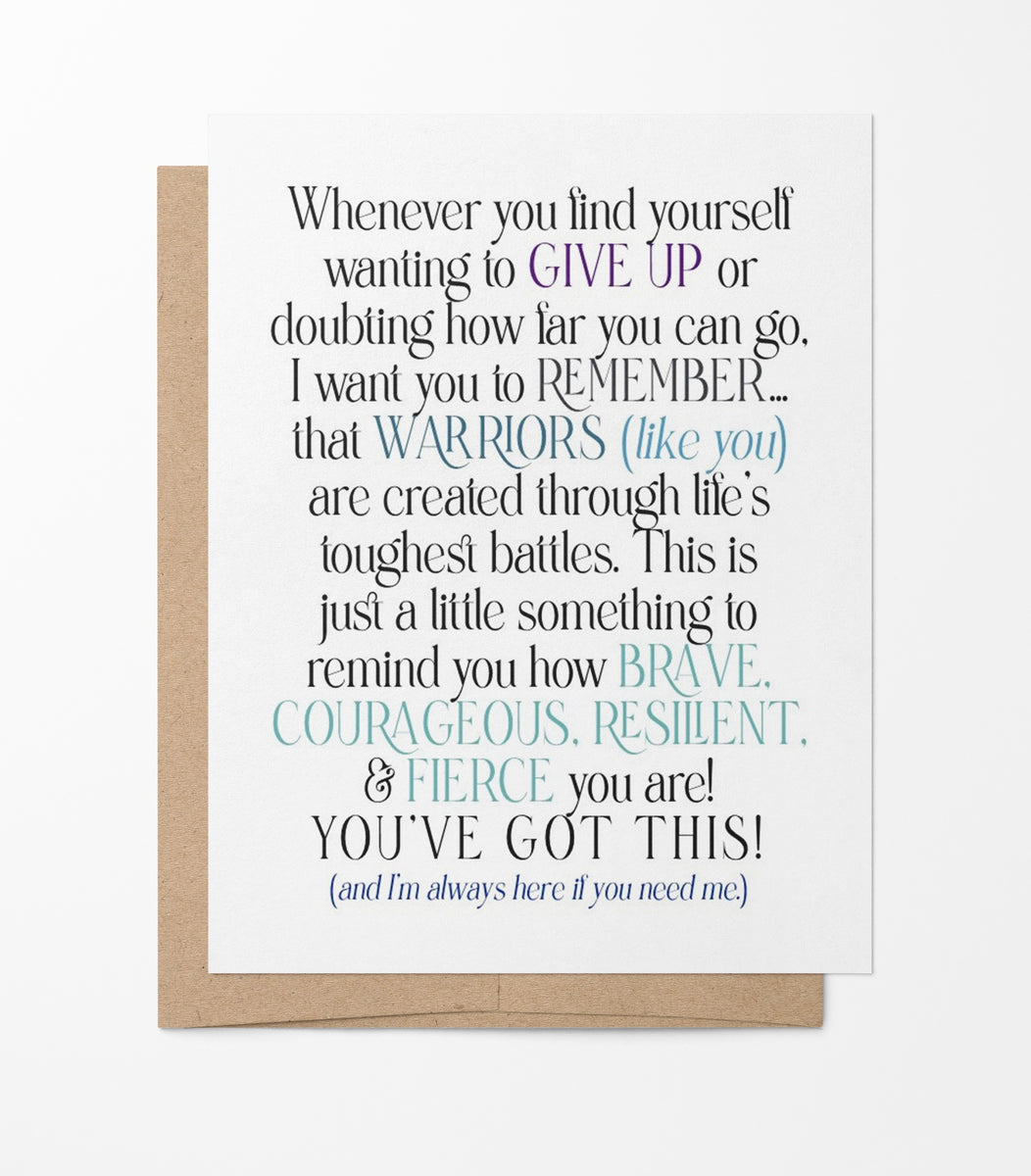 Warrior Card - You Got This - Encouragement - A2 Folded Greeting Card ...