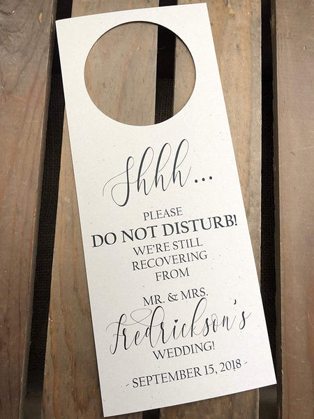 Personalized Do Not Disturb Wedding Door Hanger - Set of 12