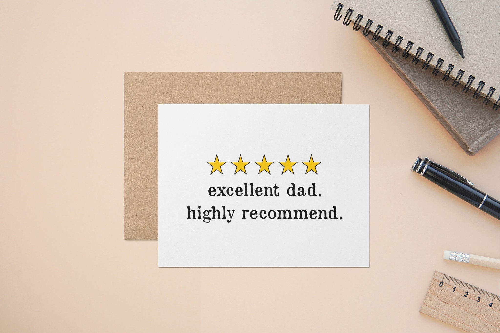 5 Star Review, Excellent, Highly Recommend, A2 Size Greeting Card