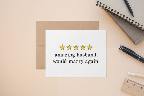 5 Star Review, Excellent, Highly Recommend, A2 Size Greeting Card