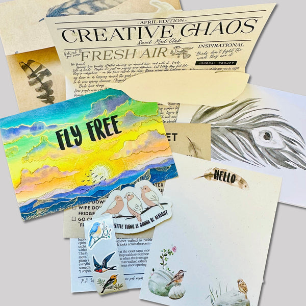 stationery postcard snail mail club birds feather inspired