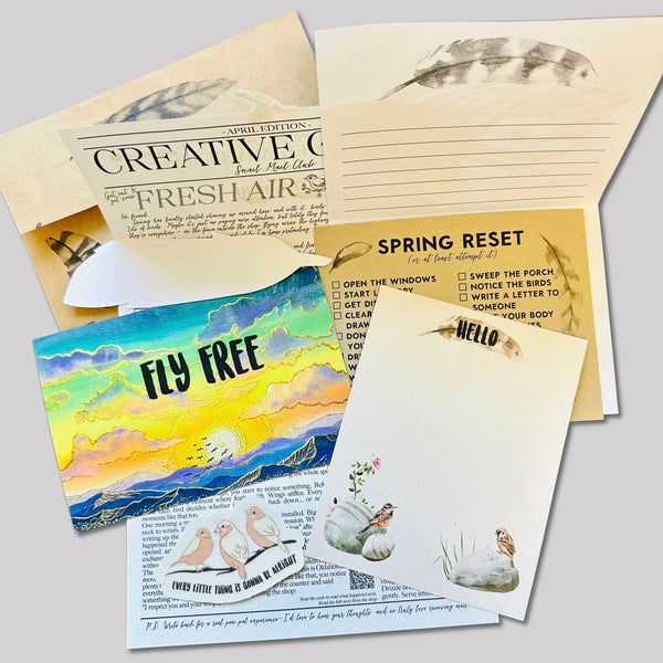 stationery snail mail club bird feather inspired