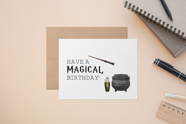 Harry Potter Birthday, Muggle, Magical, A2 Size Greeting Card