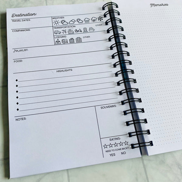 Modern Adventures Cover - Destination Memories - Scrapbook - Hardcover Spiral Bound Journal - Travel Log Book