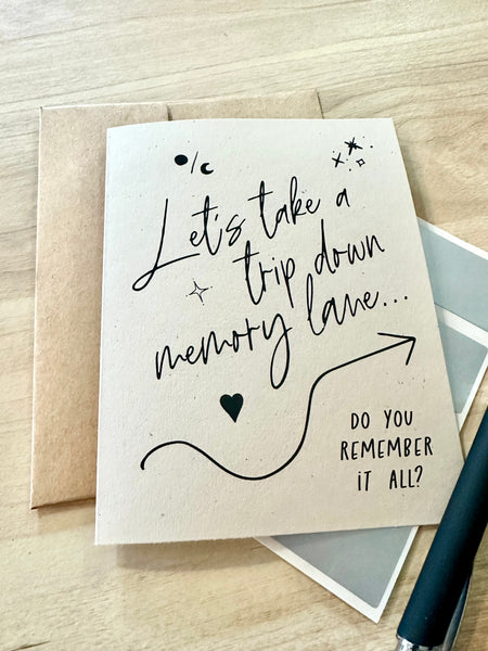 A trip down MEMORY LANE Scratch Off, Valentine's, Anniversary, For Him, For Her, Special Occasion, Greeting Card, Gift