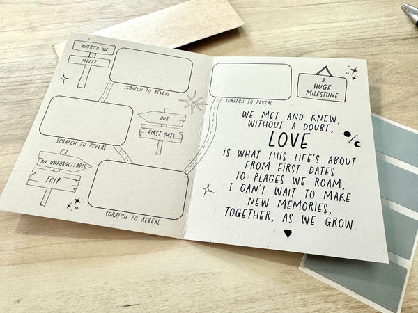 A trip down MEMORY LANE Scratch Off, Valentine's, Anniversary, For Him, For Her, Special Occasion, Greeting Card, Gift