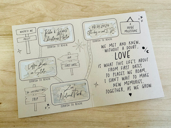 A trip down MEMORY LANE Scratch Off, Valentine's, Anniversary, For Him, For Her, Special Occasion, Greeting Card, Gift