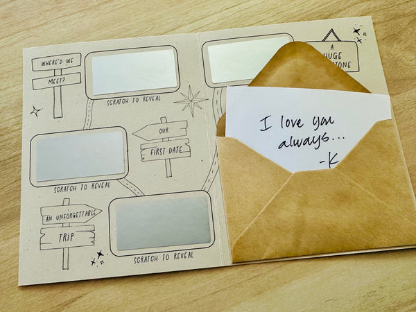 A trip down MEMORY LANE Scratch Off, Valentine's, Anniversary, For Him, For Her, Special Occasion, Greeting Card, Gift