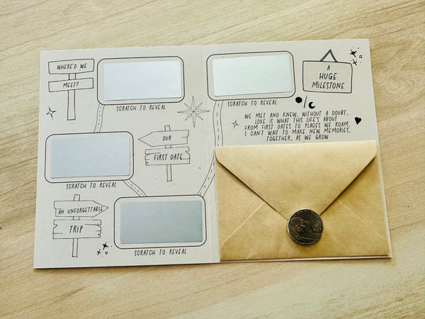 A trip down MEMORY LANE Scratch Off, Valentine's, Anniversary, For Him, For Her, Special Occasion, Greeting Card, Gift