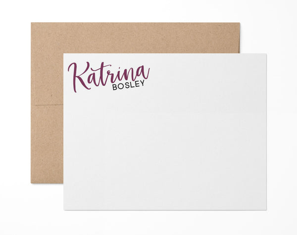 Katrina Corner Script - Custom Flat Notecards