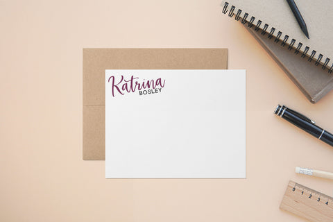 Katrina Corner Script - Custom Flat Notecards