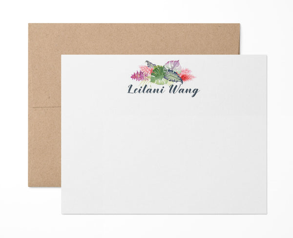 Leilani Hawaiian Flowers - Custom Flat Notecards