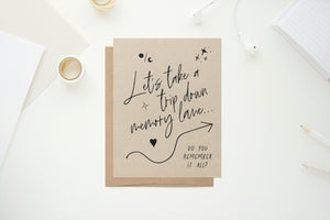 A trip down MEMORY LANE Scratch Off, Valentine's, Anniversary, For Him, For Her, Special Occasion, Greeting Card, Gift
