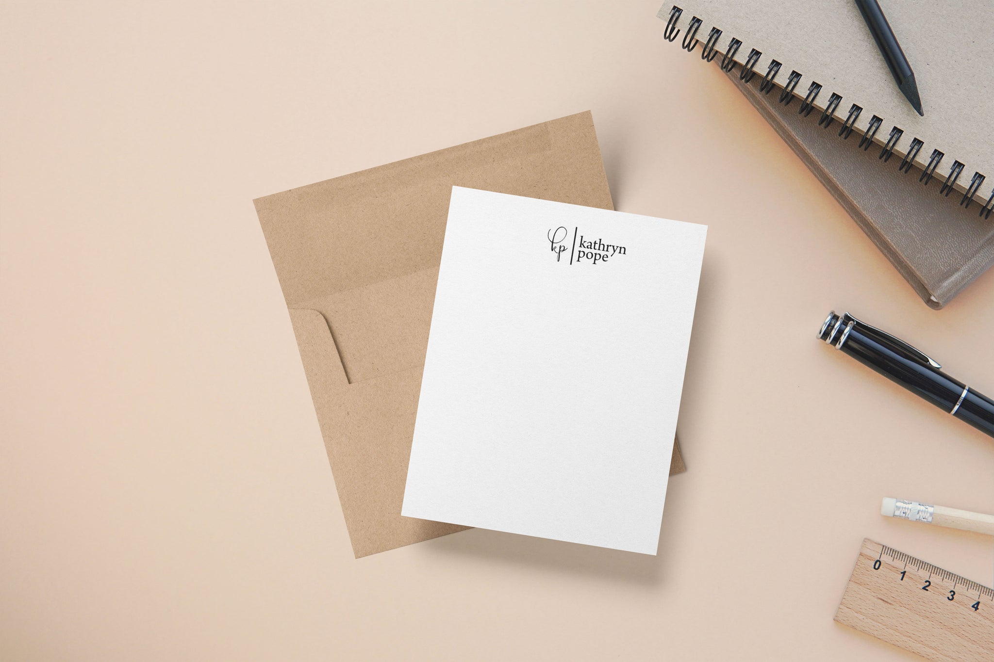 Modern Initials - Custom - Flat Notecards