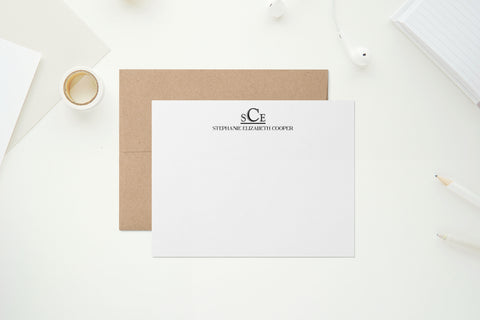 Modern Monogram - Custom Flat Notecards