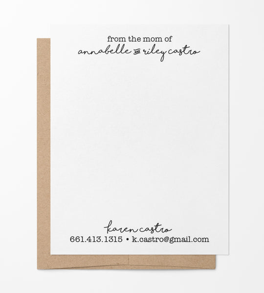 Mom of with child names - Custom Flat Notecards