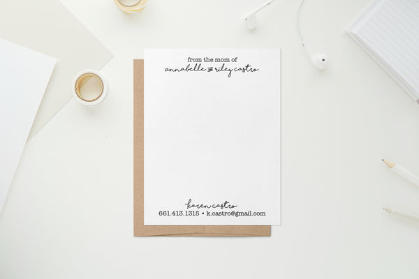 Mom of with child names - Custom Flat Notecards