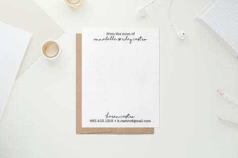 Mom of with child names - Custom Flat Notecards