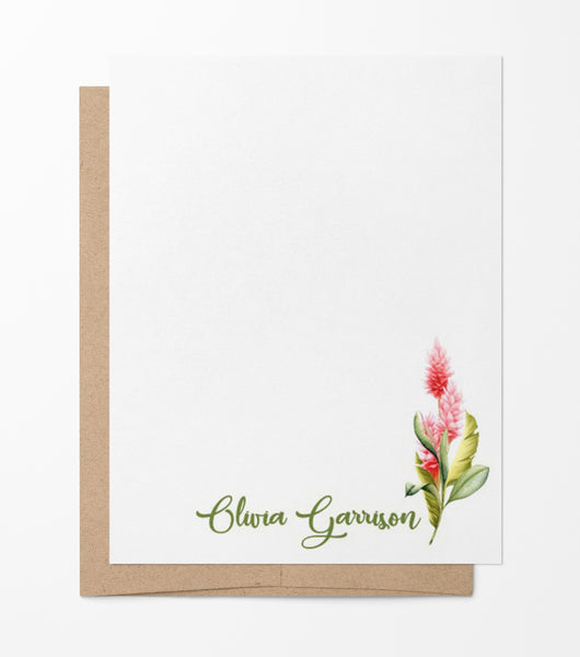 Olivia Tropical Flower Bouquet - Custom Flat Notecards
