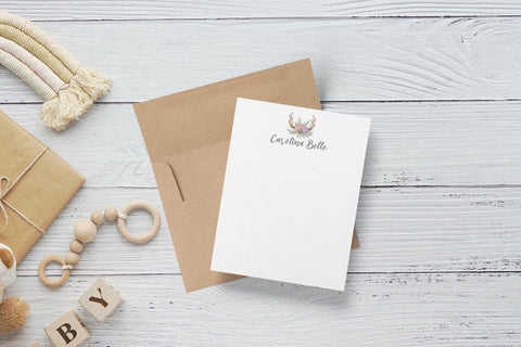 Boho Antlers - Custom Flat Notecards
