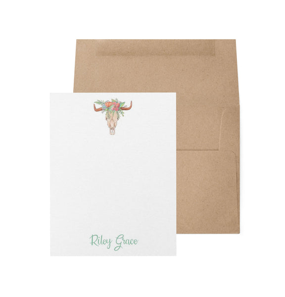 Boho Skull Antlers - Custom Flat Notecards