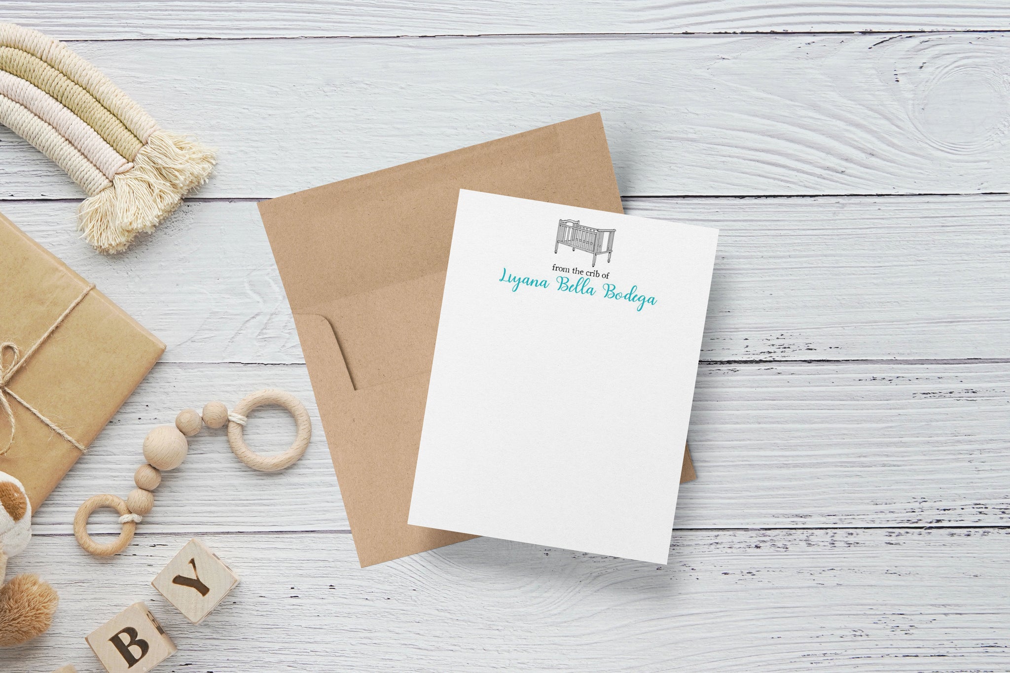 From the CRIB of - Custom Stationery Set - Flat Notecards - Personalized