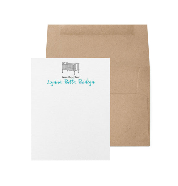 From the CRIB of - Custom Stationery Set - Flat Notecards - Personalized