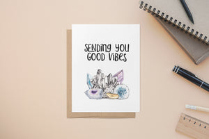 Crystals and Mushrooms, Good Vibes, Magical Birthday, Healing, A2 Size Greeting Card