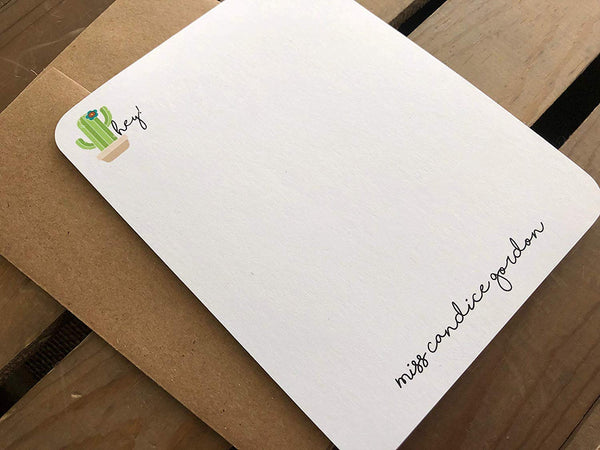Hey Cactus Notes - Custom Flat Notecards