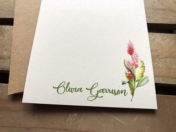 Olivia Tropical Flower Bouquet - Custom Flat Notecards