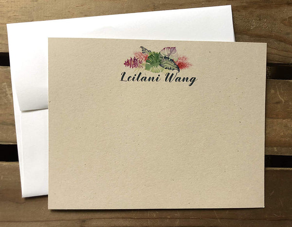 Leilani Hawaiian Flowers - Custom Flat Notecards