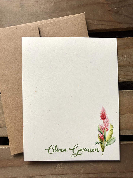 Olivia Tropical Flower Bouquet - Custom Flat Notecards