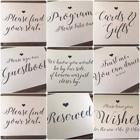 Wedding Signage - Custom - Ceremony Reception - 8x10 UNFRAMED Print - Recycled - Eco Friendly