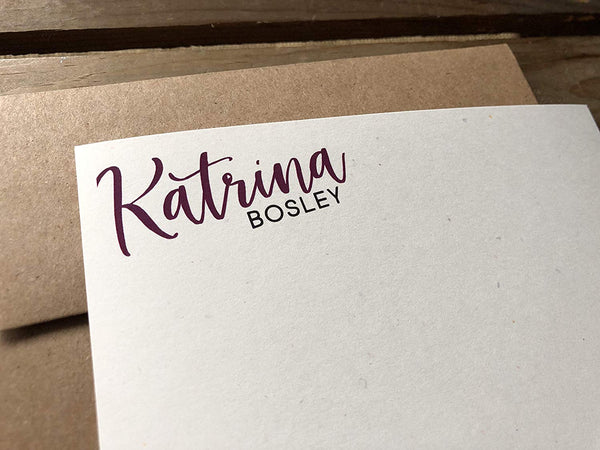 Katrina Corner Script - Custom Flat Notecards