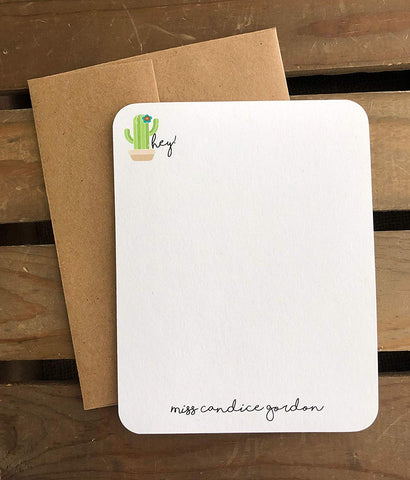 Hey Cactus Notes - Custom Flat Notecards