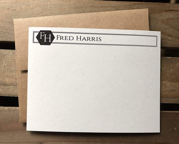 Hexagon Initials - Custom Flat Notecards
