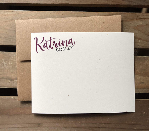 Katrina Corner Script - Custom Flat Notecards