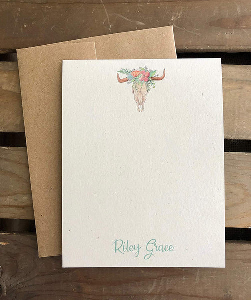 Boho Skull Antlers - Custom Flat Notecards