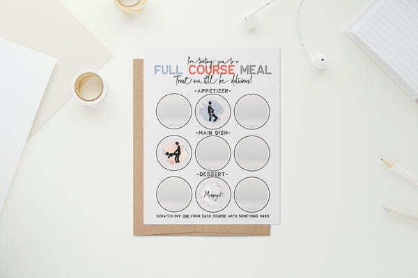 Naughty Scratch Off - FULL COURSE MEAL - Greeting Card - FUN Inappropriate