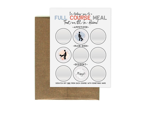 Naughty Scratch Off - FULL COURSE MEAL - Greeting Card - FUN Inappropriate