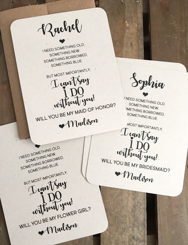 I can't say I DO without YOU - Personalized - Wedding Bridal Party Proposal