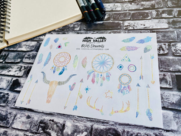 BOHO Elements Watercolor Stickers