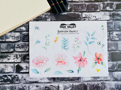 Watercolor Flowers 1 Stickers