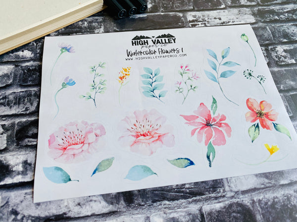 Watercolor Flowers 1 Stickers