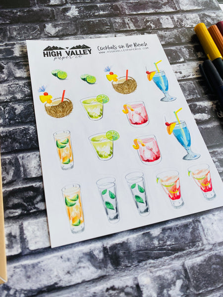 Cocktails on the Beach Stickers