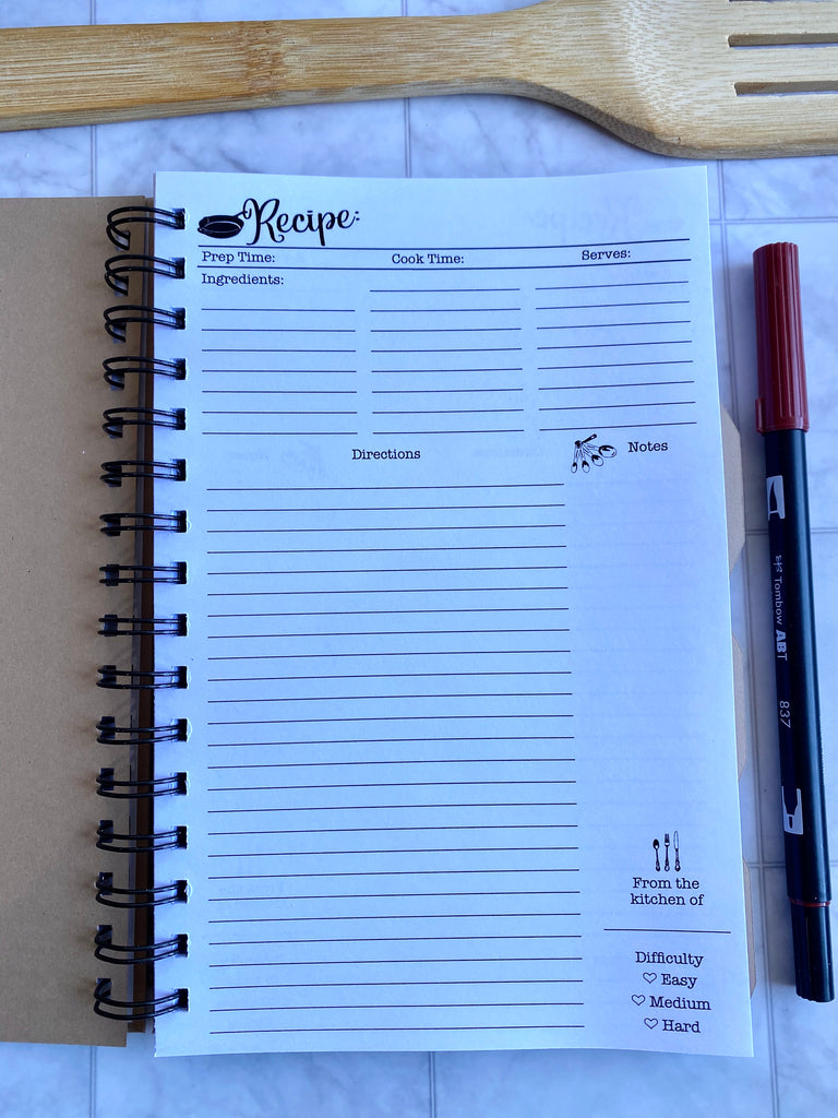 Recipe Book - Recipe Journal - My Recipes - Spiral Notebook - Journal
