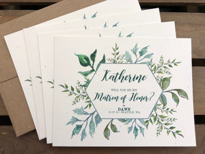 Greenery Leaves - Personalized - Wedding Bridal Party Proposal
