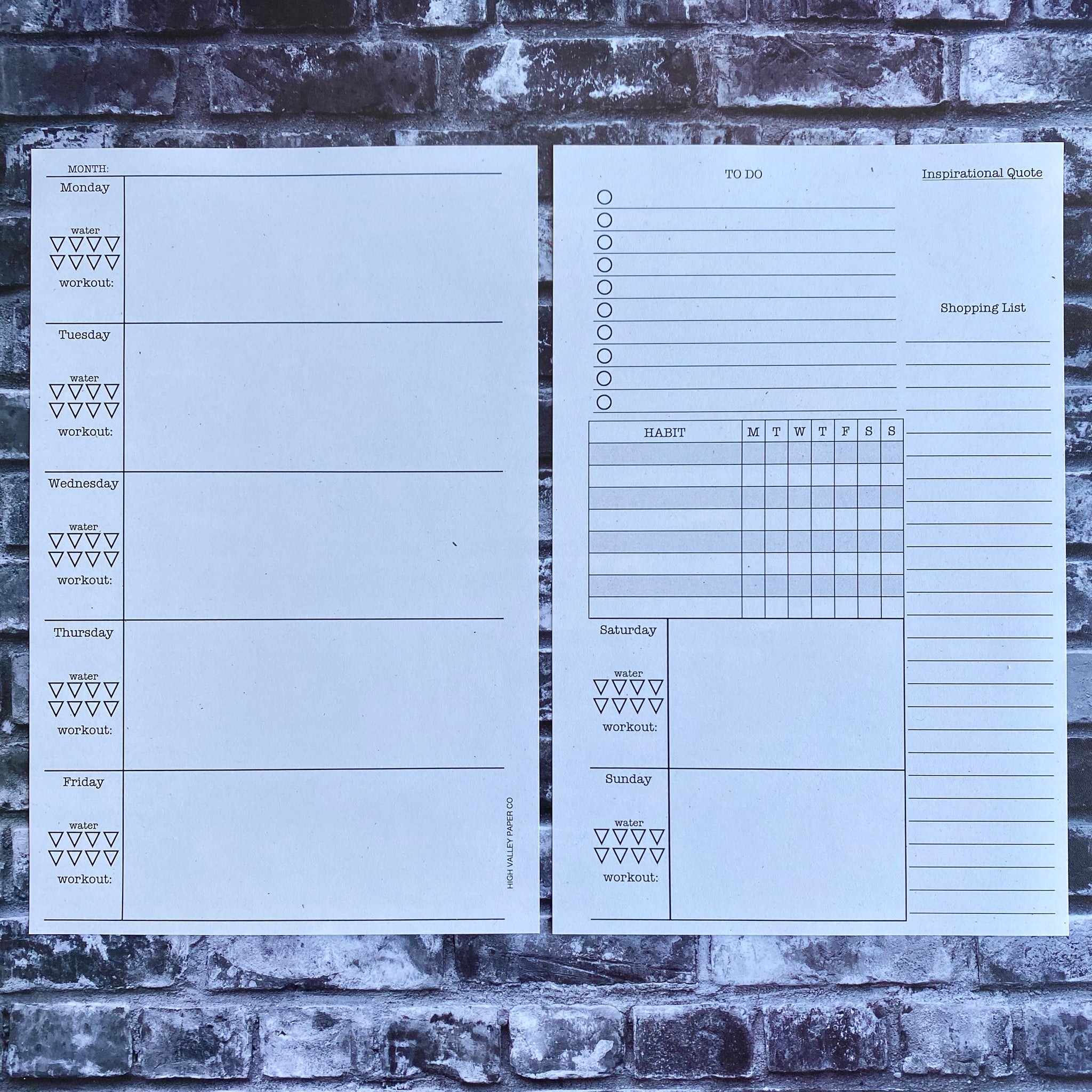 Half Letter Weekly Planner Inserts - 53 weeks - UNDATED and UNPUNCHED - Eco Friendly